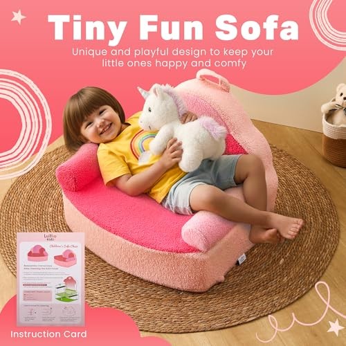 Toddler Foam Chair | Cute Pink Soft Lounge Chair for Toddler Girls Ages 1–4 |