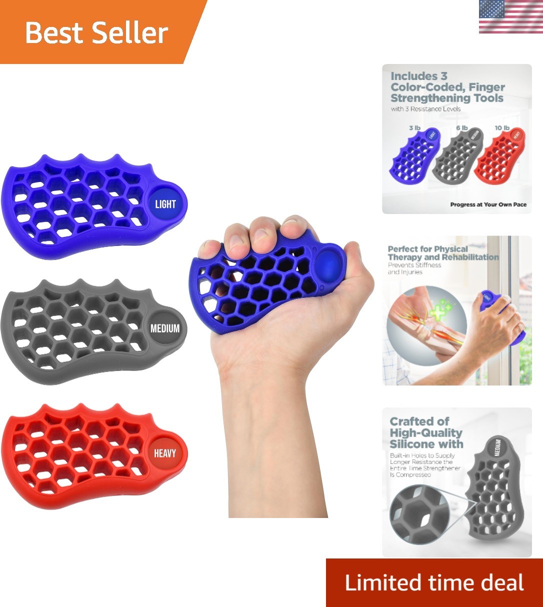 Silicone Hand Strengthening Set: Portable Balls for Grip Exercise & Rehab