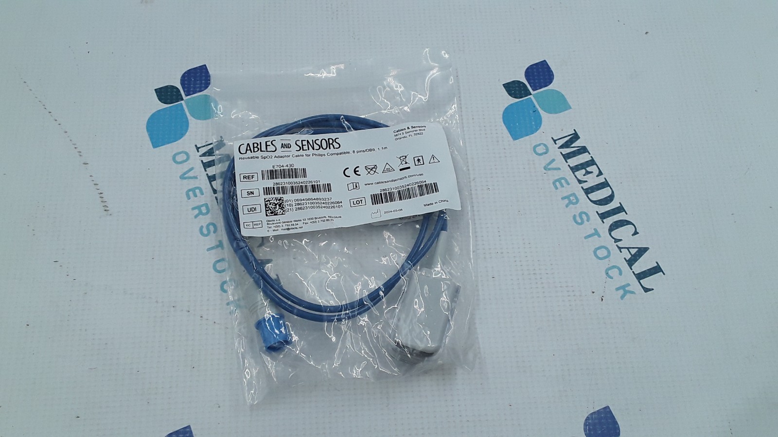 C&S Reusable SpO2 Adaptor Cable for Philips Compatible 8pins DB9 1.1m