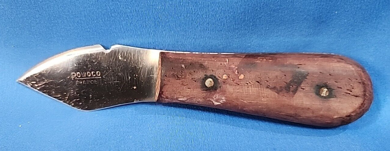 Vtg ROWOCO France Oyster Opener Clam Shucker Stainless 2-1/4" Blade 2 Dogs Heads
