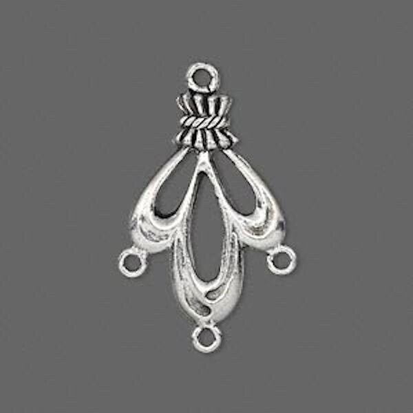 2 Antiqued Pewter 25x17mm Double Sided Ruffle Chandelier Earring Connectors *