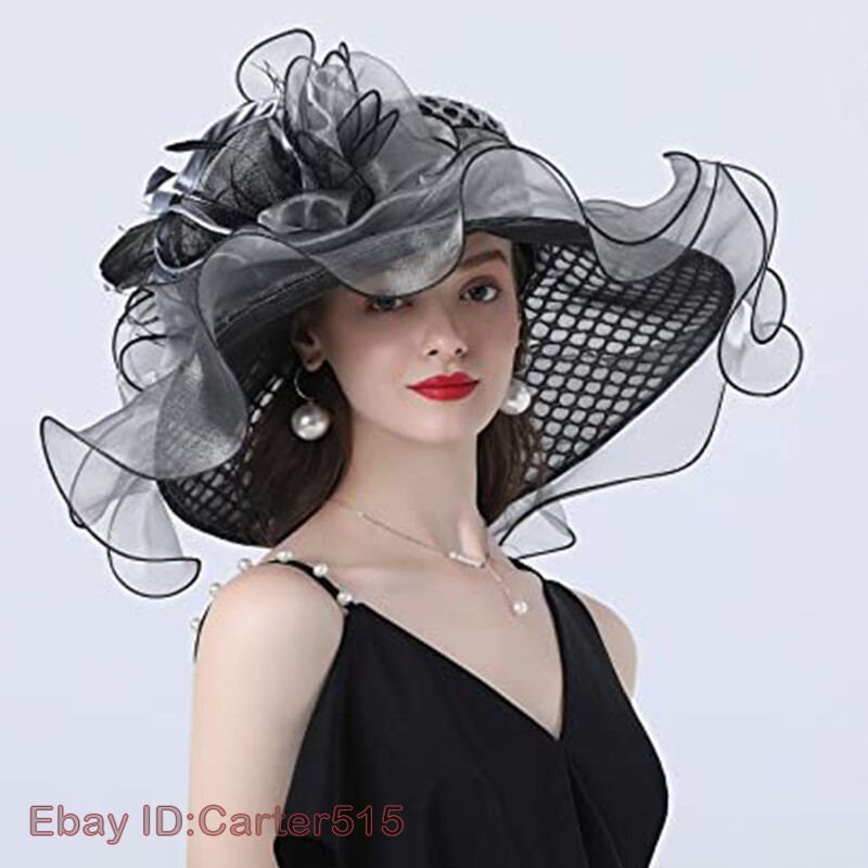 Wide Brim Derby Hat Flounce Cocktail Tea Party Bridal Wedding Dress Formal Hats