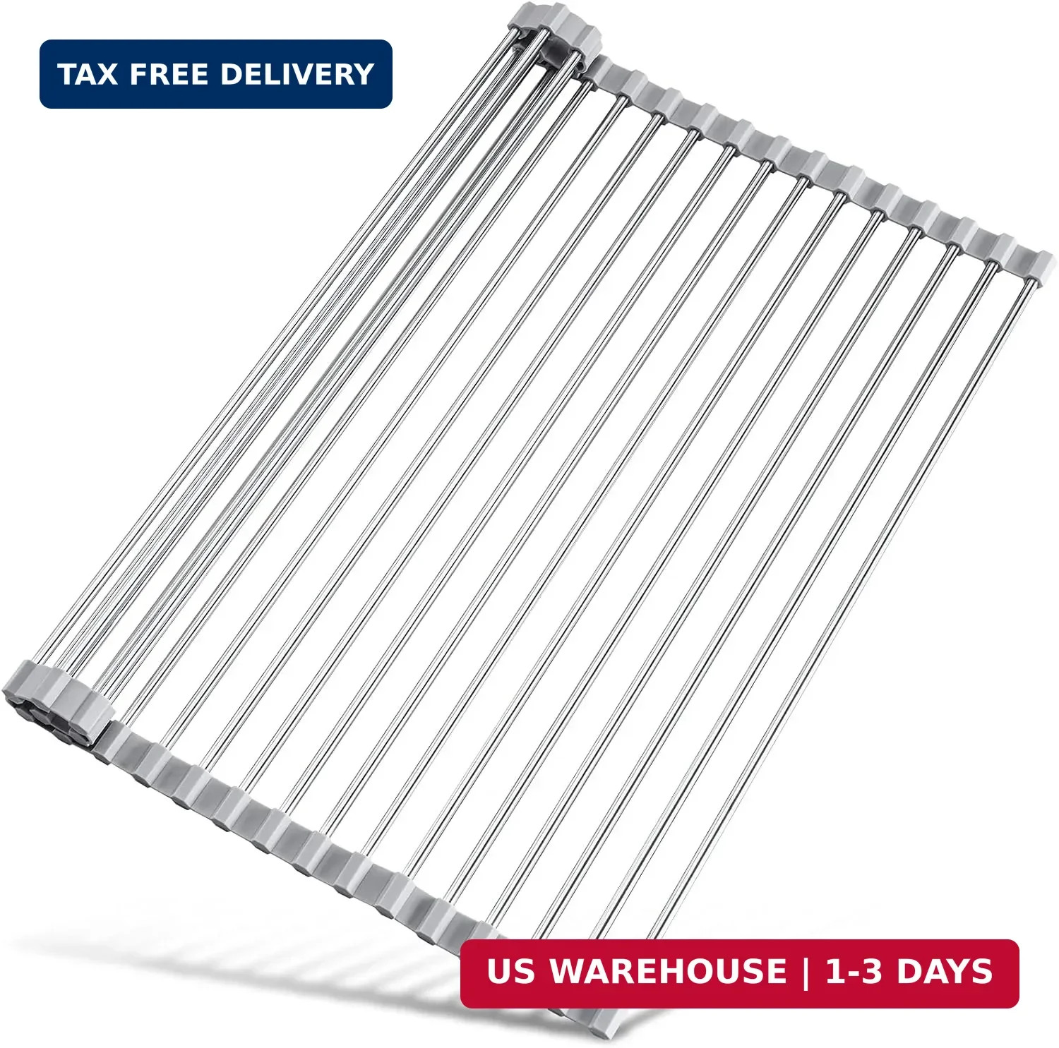 17.7" x 15.5" Roll Up Dish Drying Rack Over Sink Drying Rack Sink Cover Kitchen