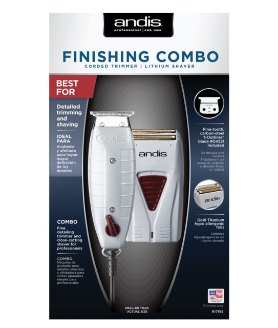 17195! NEW! Andis Finishing Combo Professional T-Outliner Trimmer + Foil Shaver