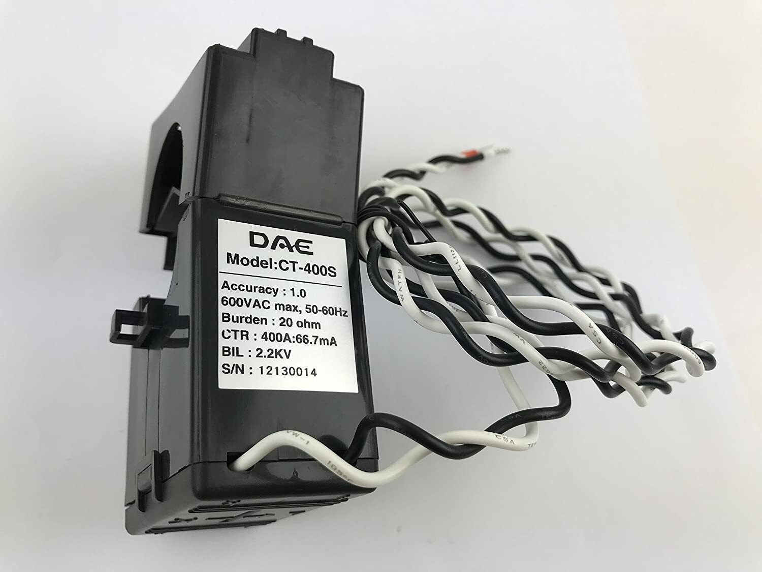 DAE CT-400S Split Core CT, 400A, 400:0.067A, 1.38 Inch Inner dia.