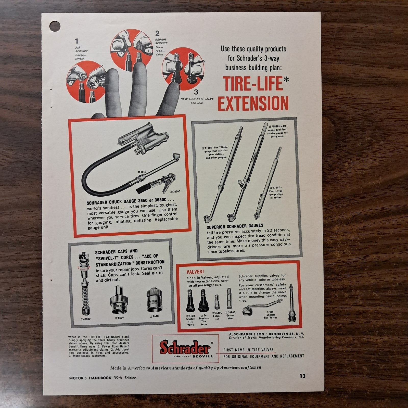 1962 Schrader Air Chuck Tire Valve Full Page Color Ad