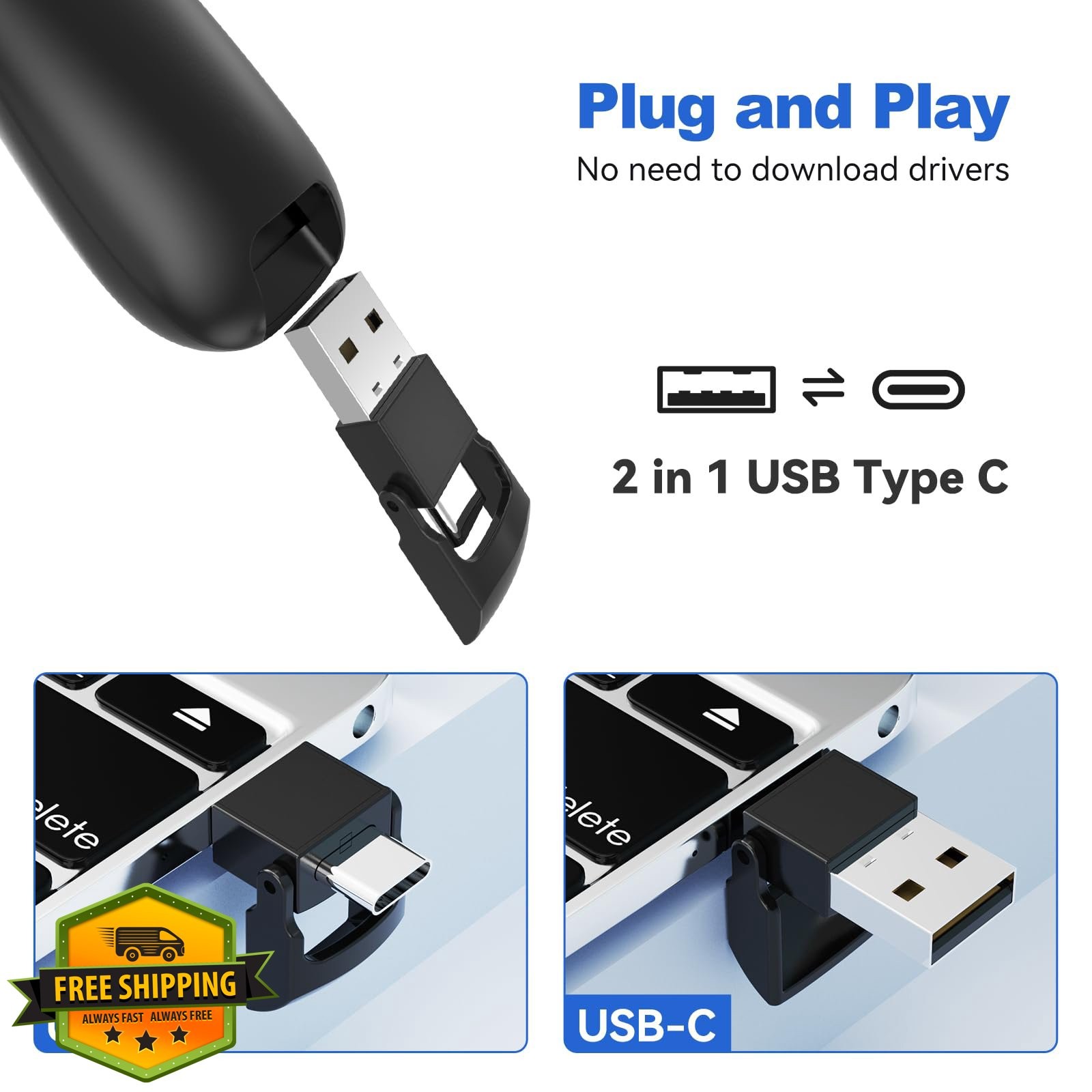 Wireless Presentation Clicker Remote w/ 4 Cases for PowerPoint Mac PC