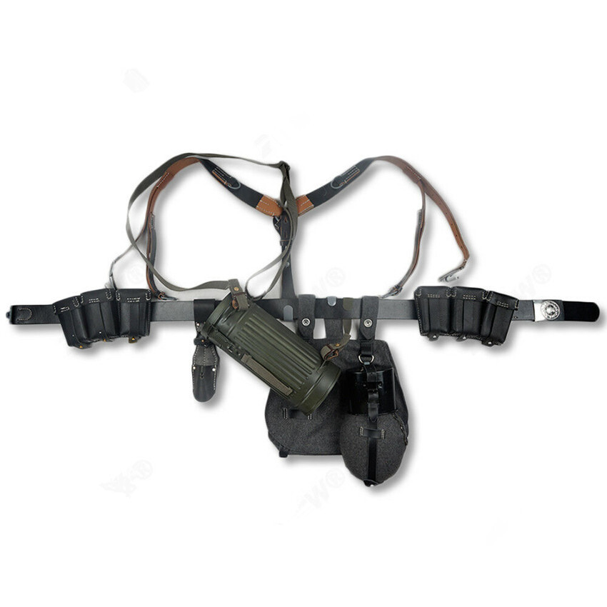 WW2 German Army 98K Leather Pouch Equipment Combination Solider Gear Hi-Q 1943