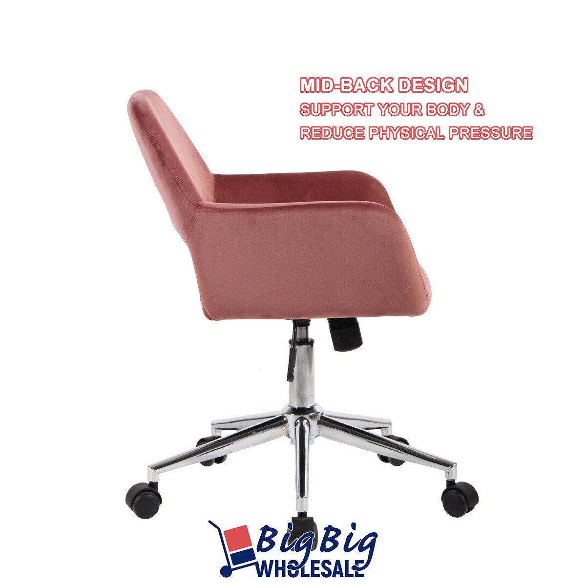 Ergonomic Velvet Office Chair Mid Back Executive Swivel Computer Home Desk Seat