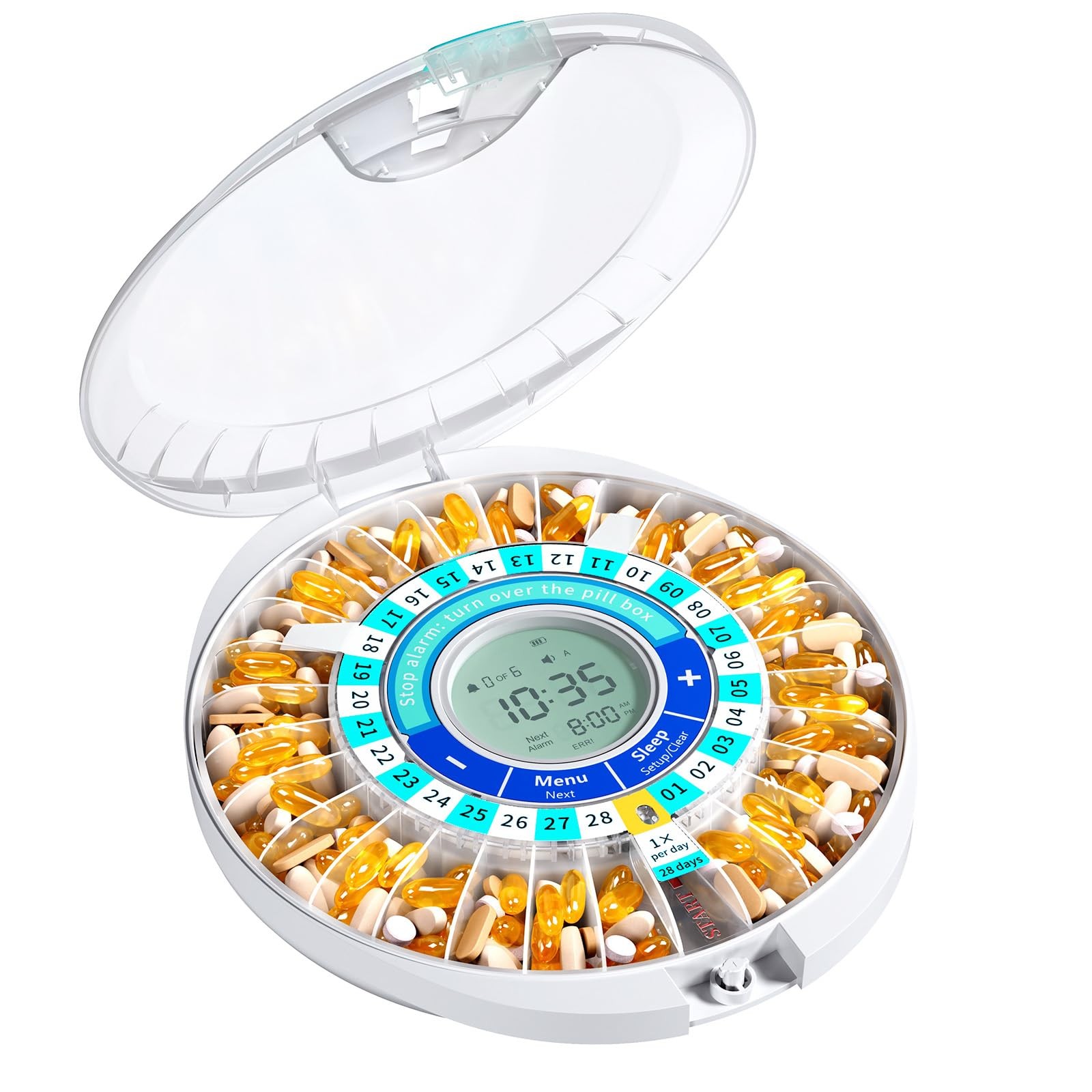 Automatic Pill Dispenser for Elderly with Alarm, 28-Day Electronic Locked Pil...