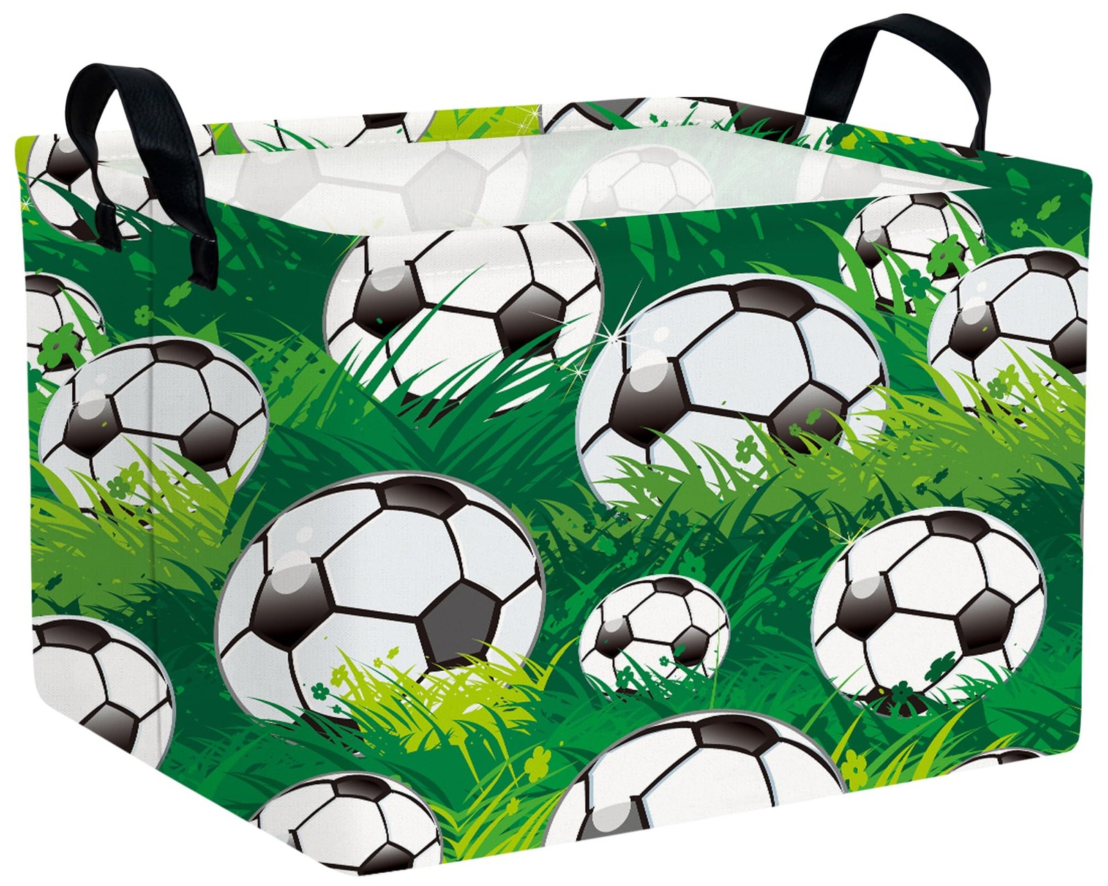 Baby Boy Collapsible Soccer Basket Storage Bins (Green)