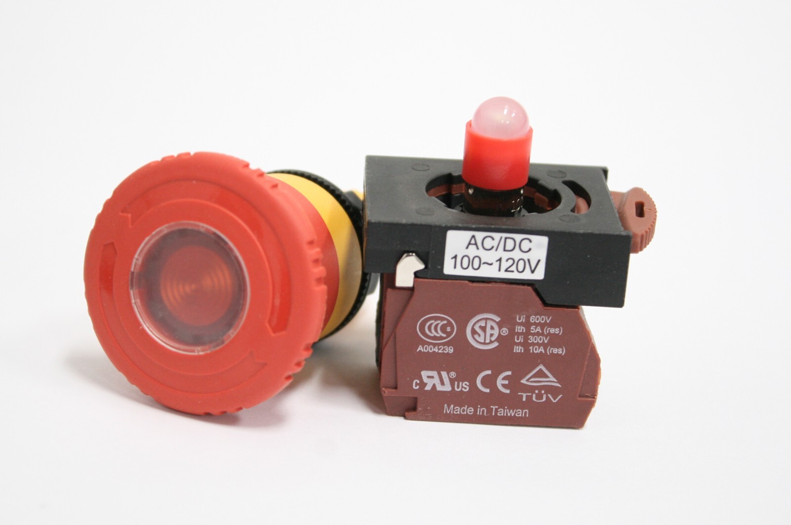 NLB22-T01RE Pushbutton, E Stop Illuminated LED Push Twist to Release, 40mm Knob