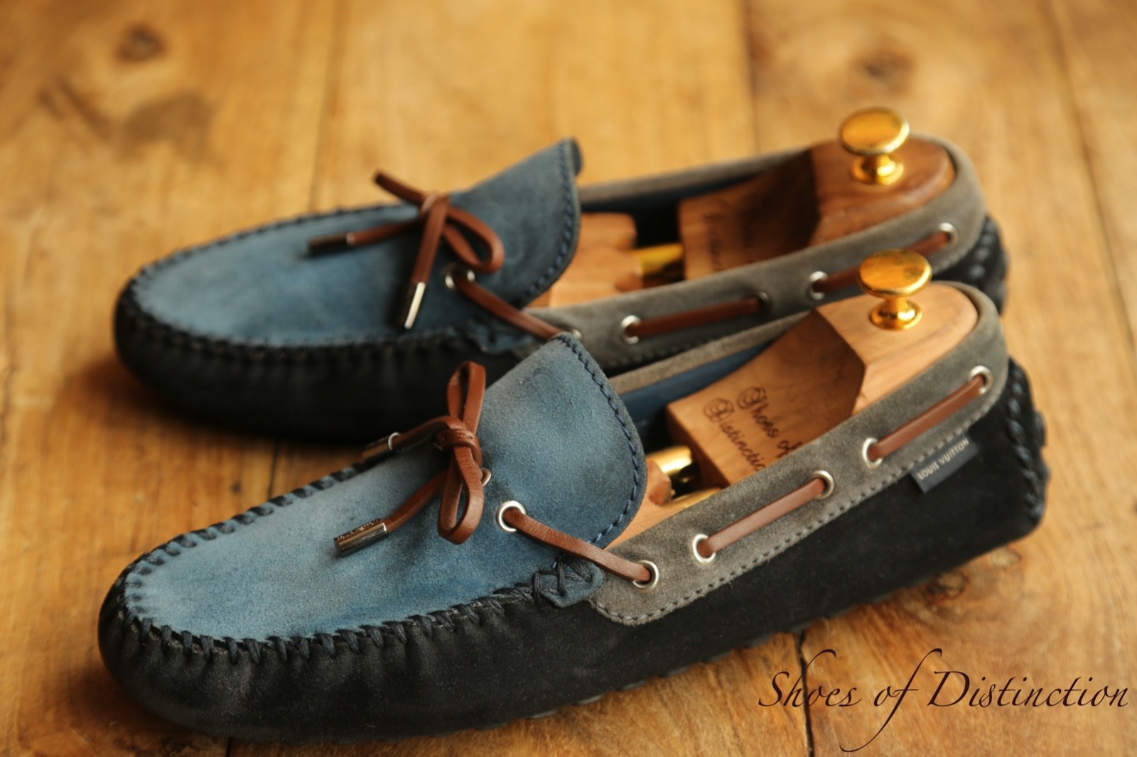 Louis Vuitton Blue Grey Suede Loafers Driving Shoes Men's UK 8.5 US 9.5 EU 42.5