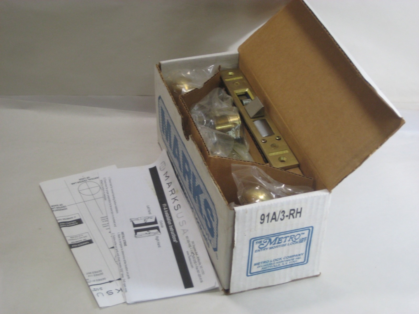 Marks USA Metro 91A/3-RH Polished Brass Entry Mortise Lockset