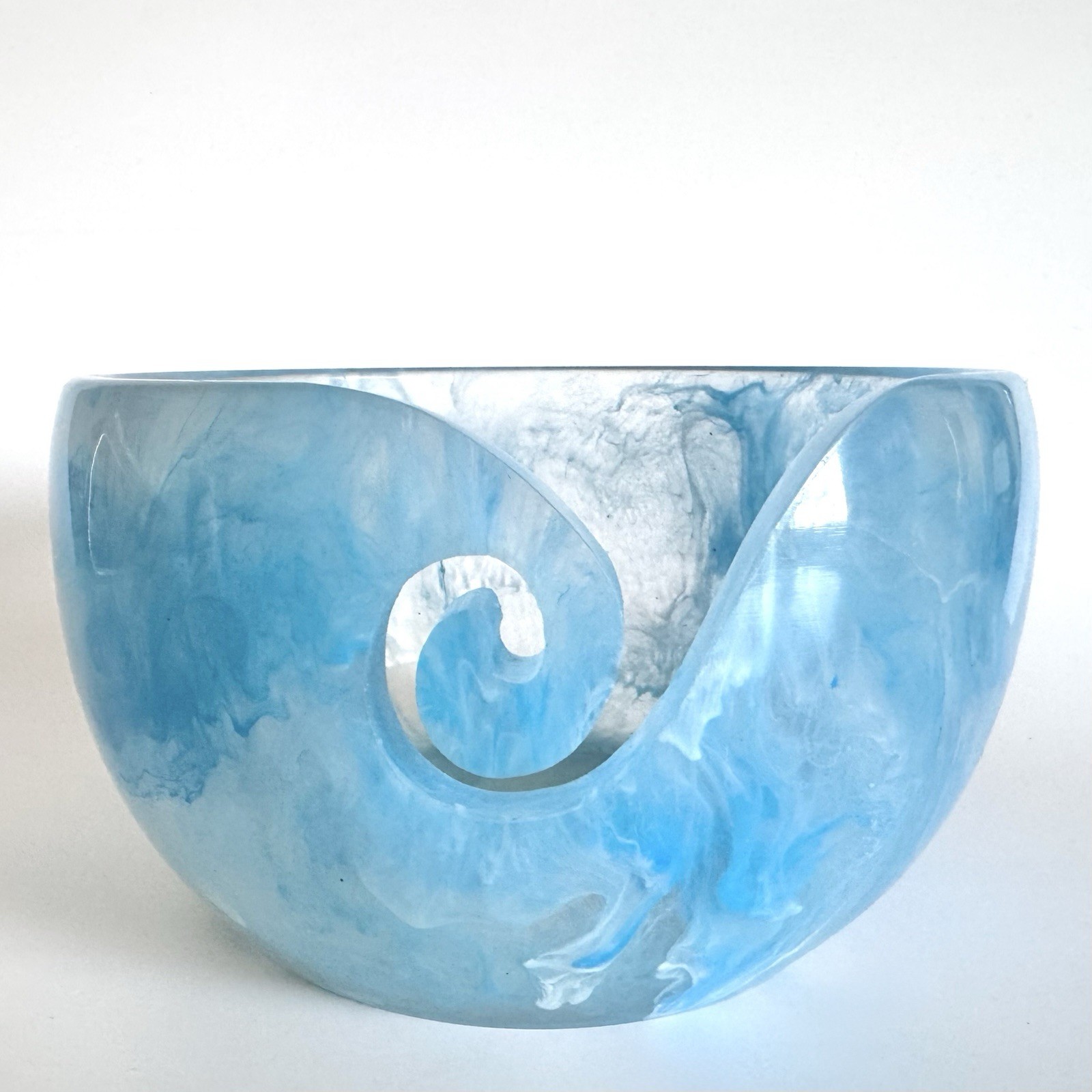 Blue Resin “Big Twist” Yarn Bowl For Knitting Or Crochet 6.75”