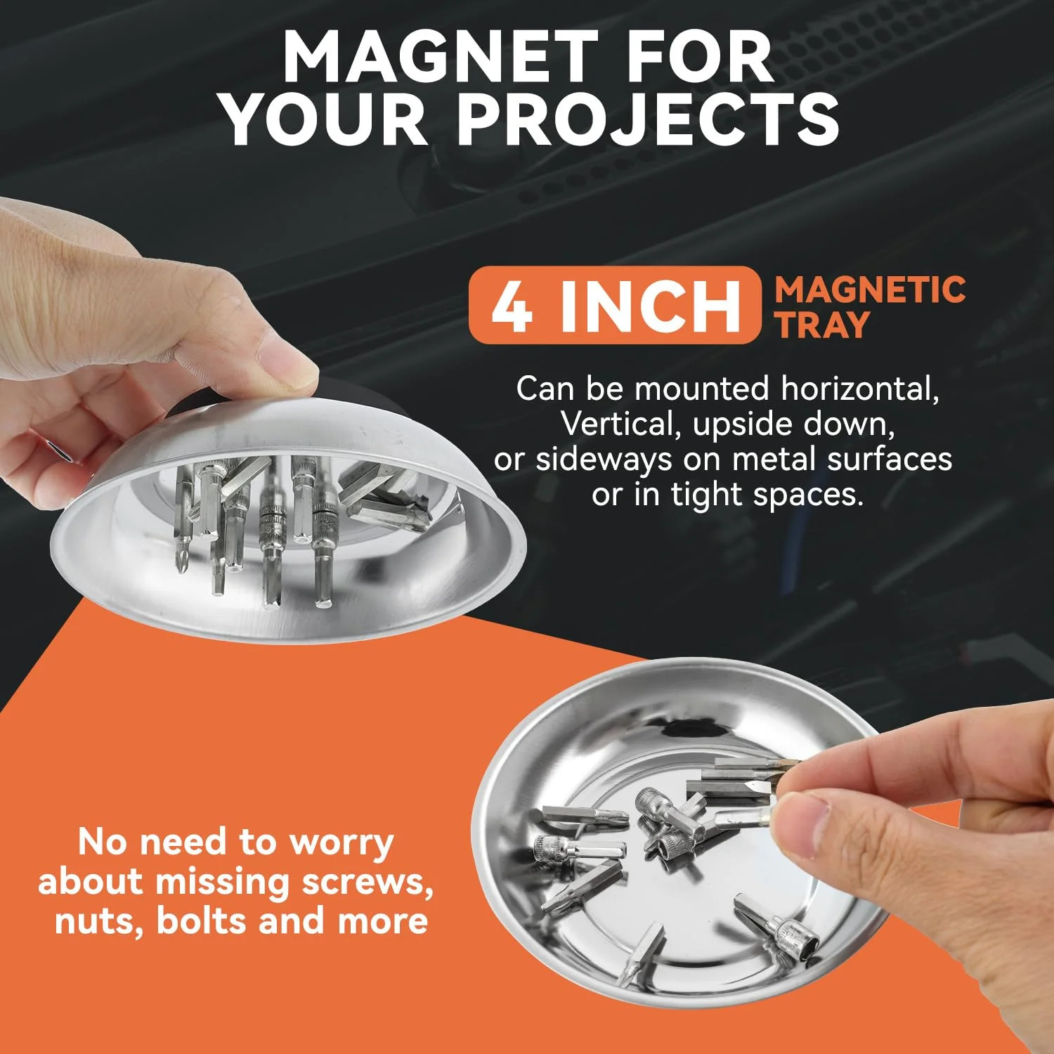 Telescoping Magnetic Pickup Tool 50lb Pull Force Extendable with Tray