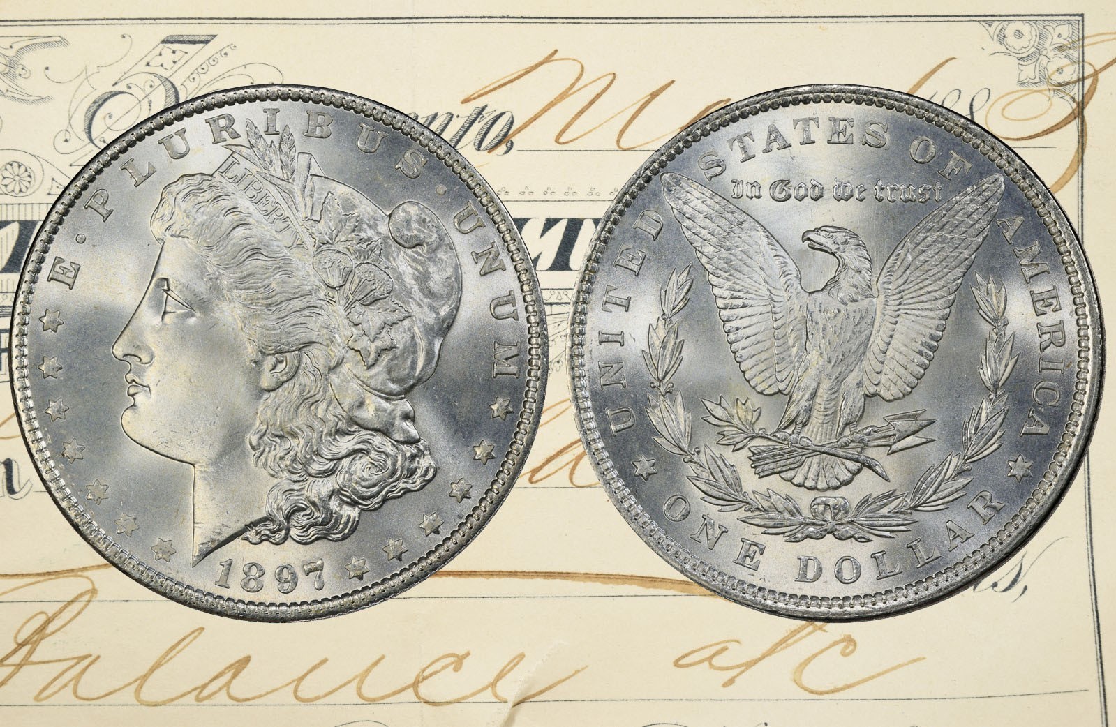 1897 ~ CHOICE to GEM BU MS MORGAN SILVER DOLLAR ~ FROM ORIGINAL BANK BAG ~ LOT