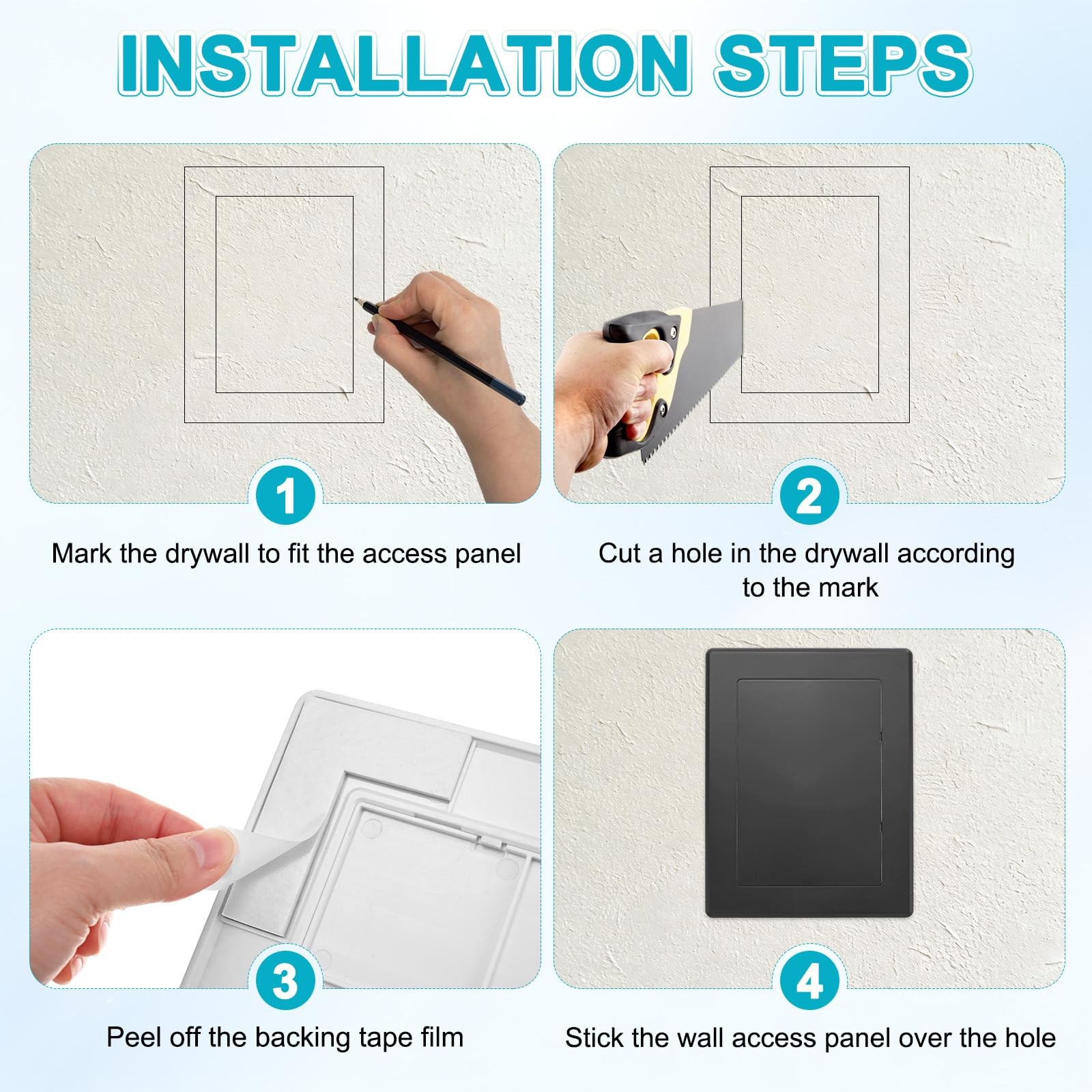 M METERXITY 1-Pack Access Panel for Drywall, 7x5 Inch Plastic Self Adhesive W...