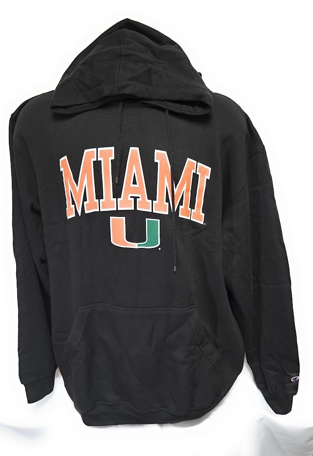 Mens Champion Univ Miami Hurricanes NCAA Black Big & Tall Pullover Hoodie