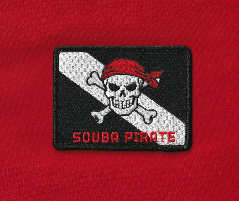 3.5" Iron-on SCUBA PIRATE Patch Jolly Roger Diver-Down Dive Flag Black NEW USA
