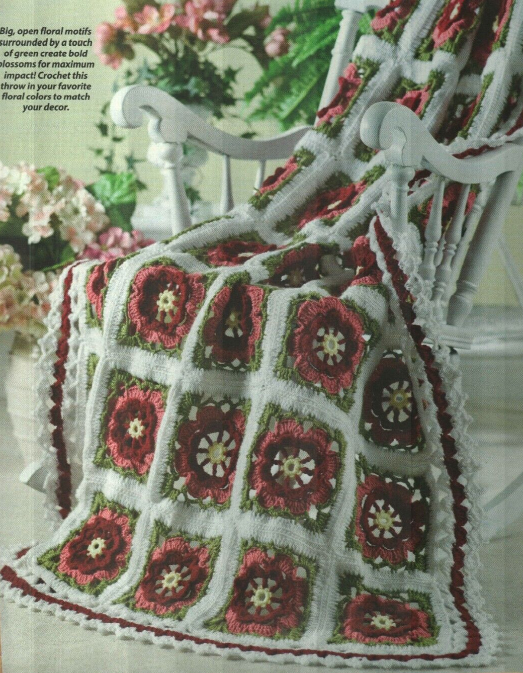 VINTAGE FLORALS AFGHAN HOME DECOR CROCHET PATTERN INSTRUCTIONS