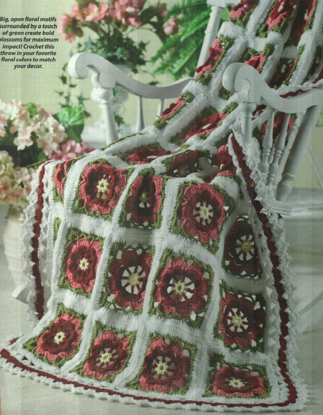 VINTAGE FLORALS AFGHAN HOME DECOR CROCHET PATTERN INSTRUCTIONS