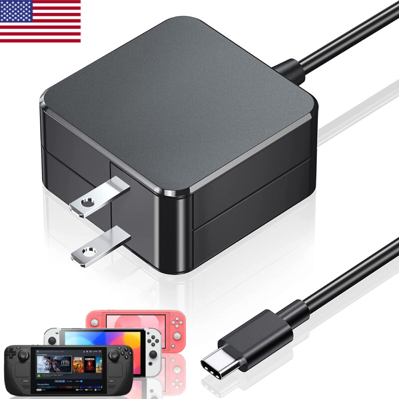 45W AC Adapter For Steam Deck Switch Charger Support PD Type-C Power Fast Charge