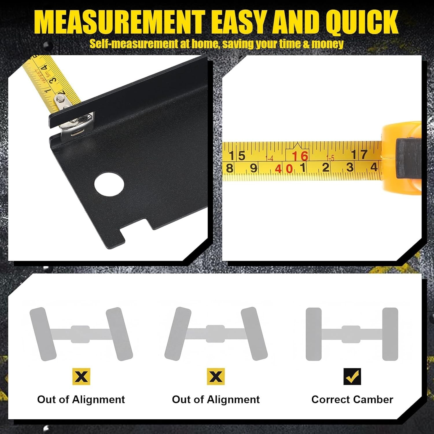 Wheel Alignment Tool Kit, Heavy Duty Toe Alignment Plates, Steel