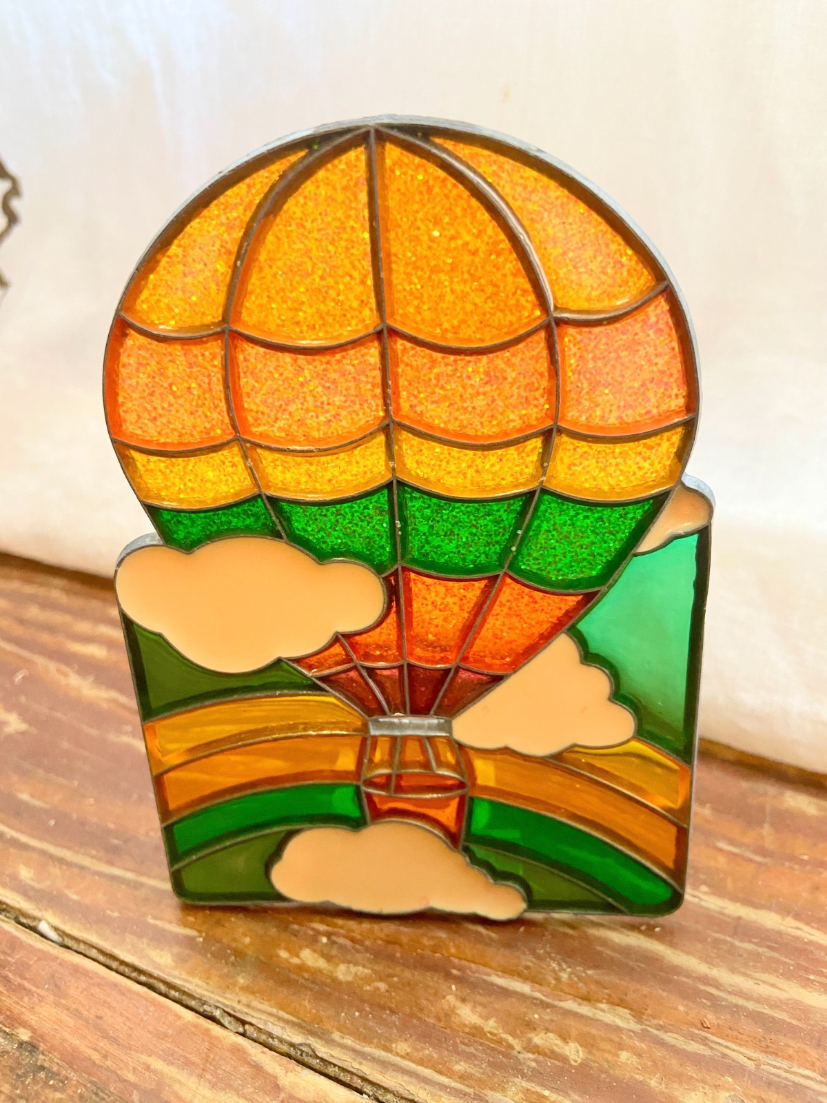 Hot Air Balloon Stained Glass Style Sun Catcher Clip On Night Light Cover Only