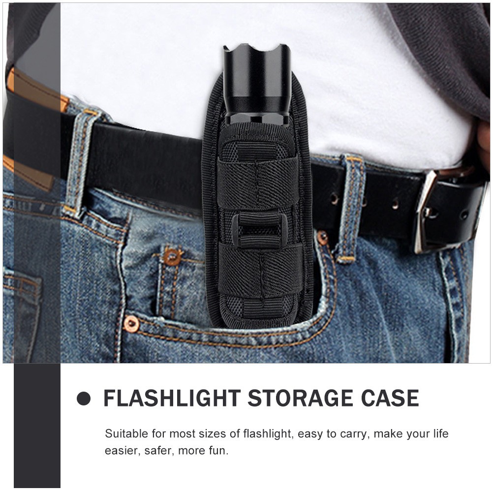 Outdoor Flashlight Pouch Rotatable Belt Clip Nylon Torch Protector