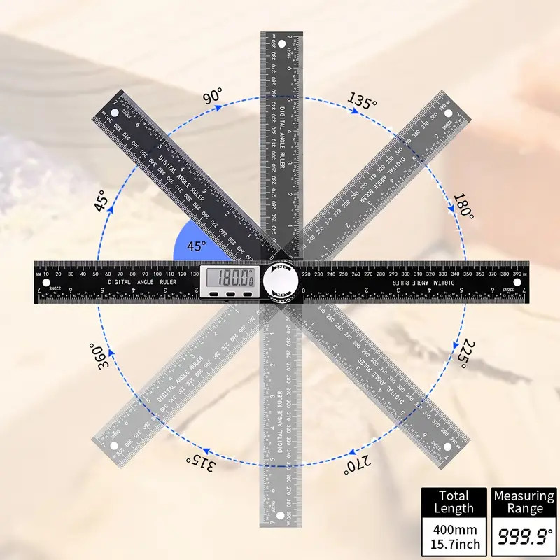Digital Angle Finder Protractor (8 In/200 mm) Measuring Ruler with LCD Display