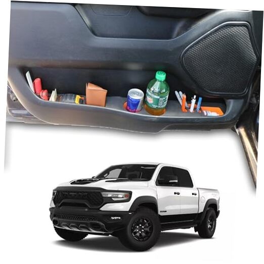 Truck Organizer with Cup Holders Insert Compatible Black Combo Driver+Passenger