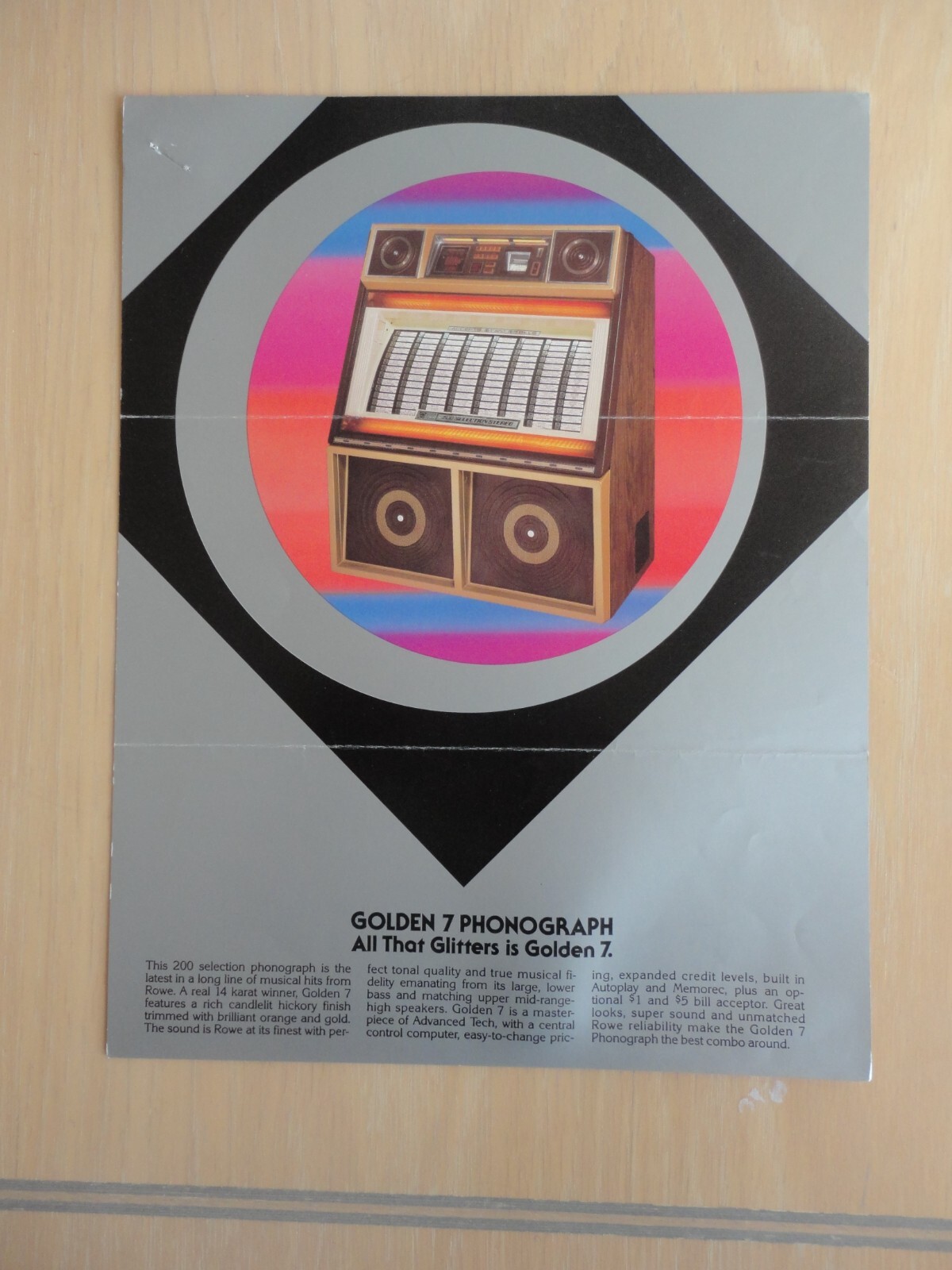 Rowe Golden 7 Jukebox Machine Flyer Original Brochure