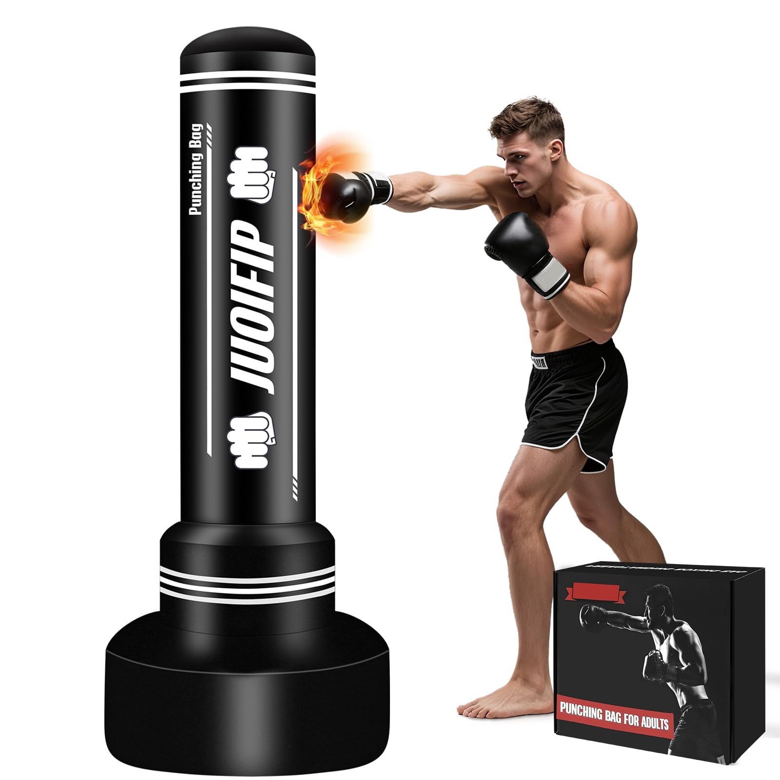 Freestanding Punching Bag with Stand, Men Standing Kickboxing Bag, Heavy Boxi...