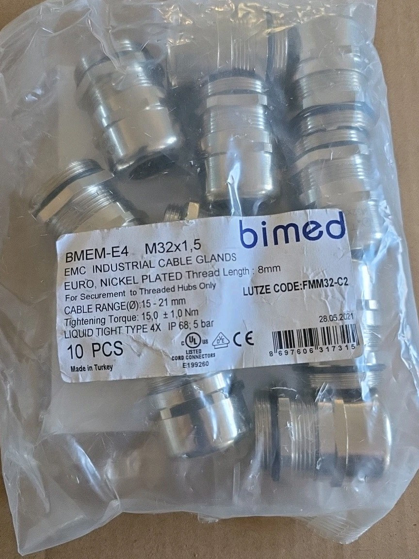 Lot of 10 Bimed BMEM-E4 EMC Industrial Cable Gland M32x1.5 15-21mm