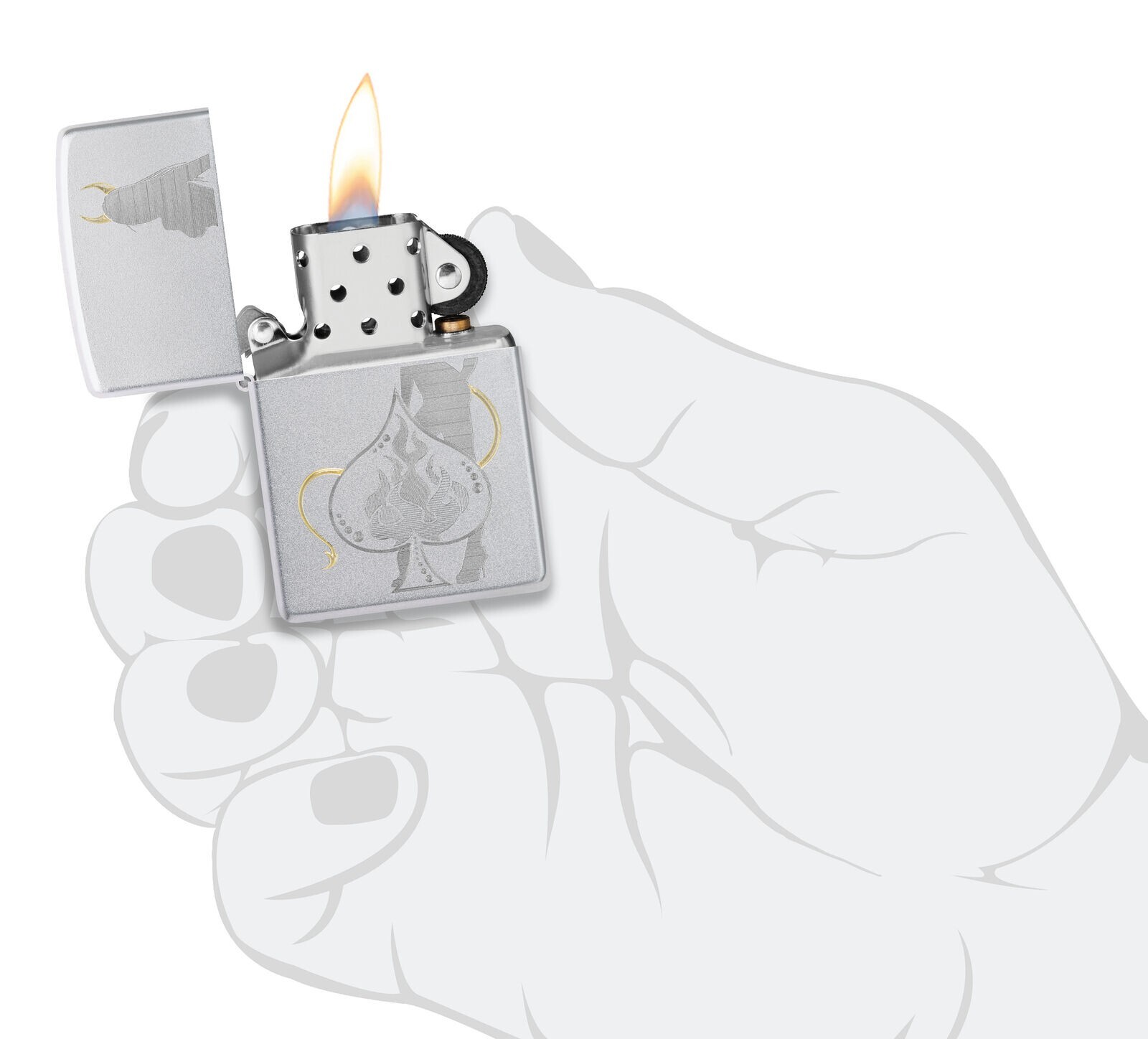 Zippo Devilish Ace Design Satin Chrome 48658