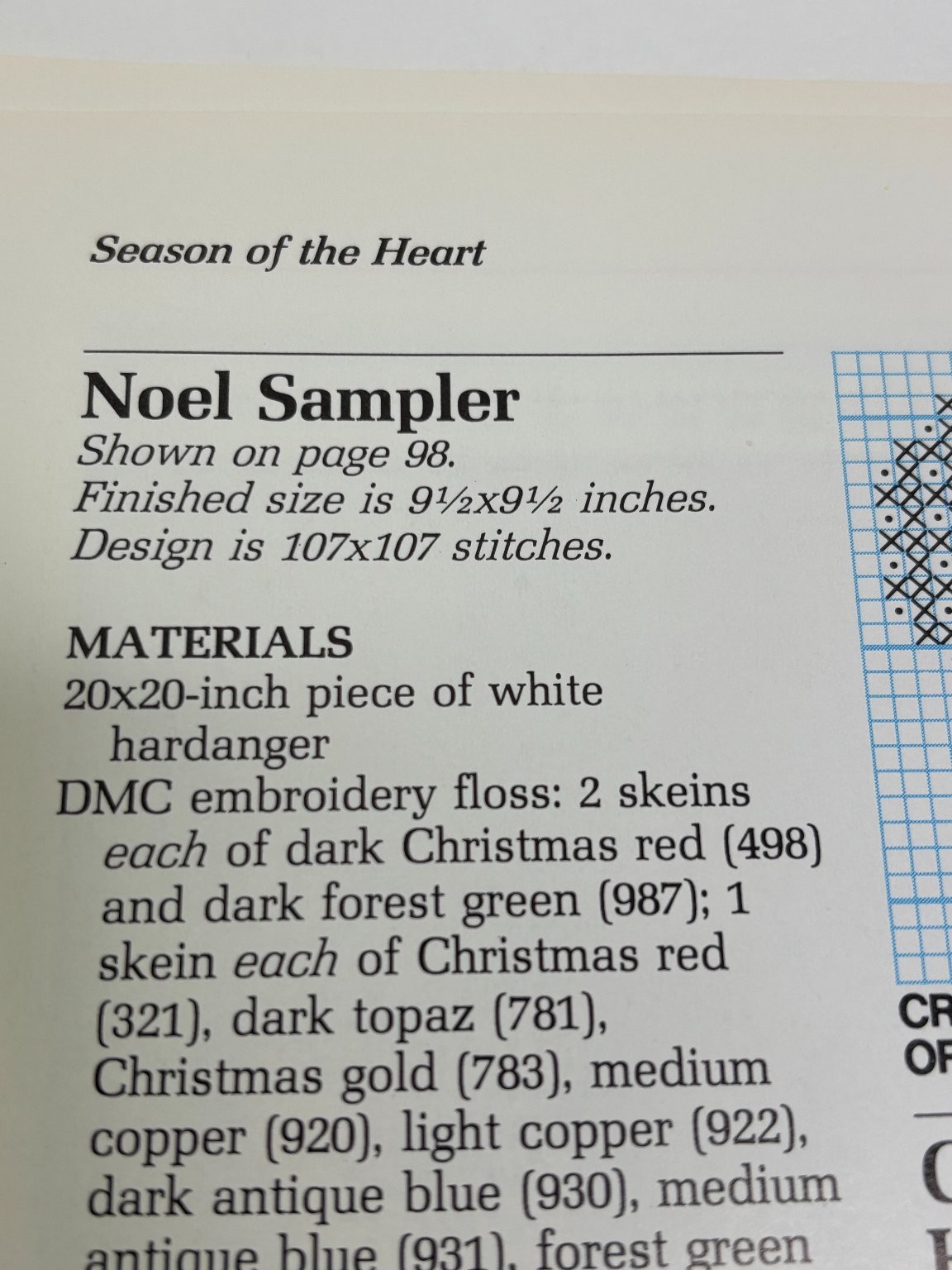Noel Sampler Counted Cross Stitch Pattern Book Pages