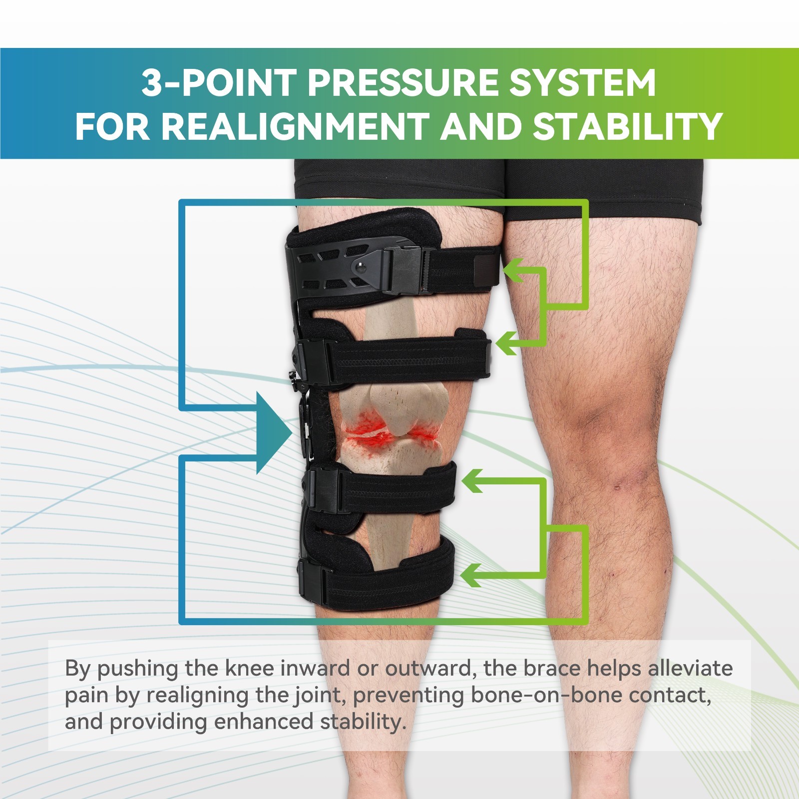 Knee Brace For Bone-on-Bone Pain Relief & Knee Support,Adjustable