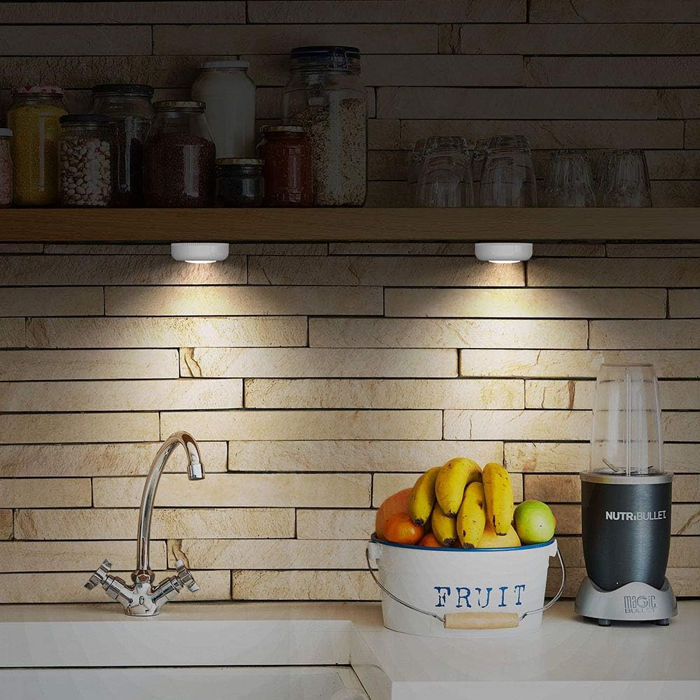 6-Pcs Bright Stick UP LED Light Wireless Tap Lights Battery Powered Push Light
