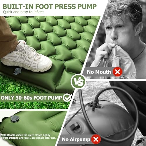 Toncoke Sleeping Pad - Extra Thick & Ultralight Inflatable - Green
