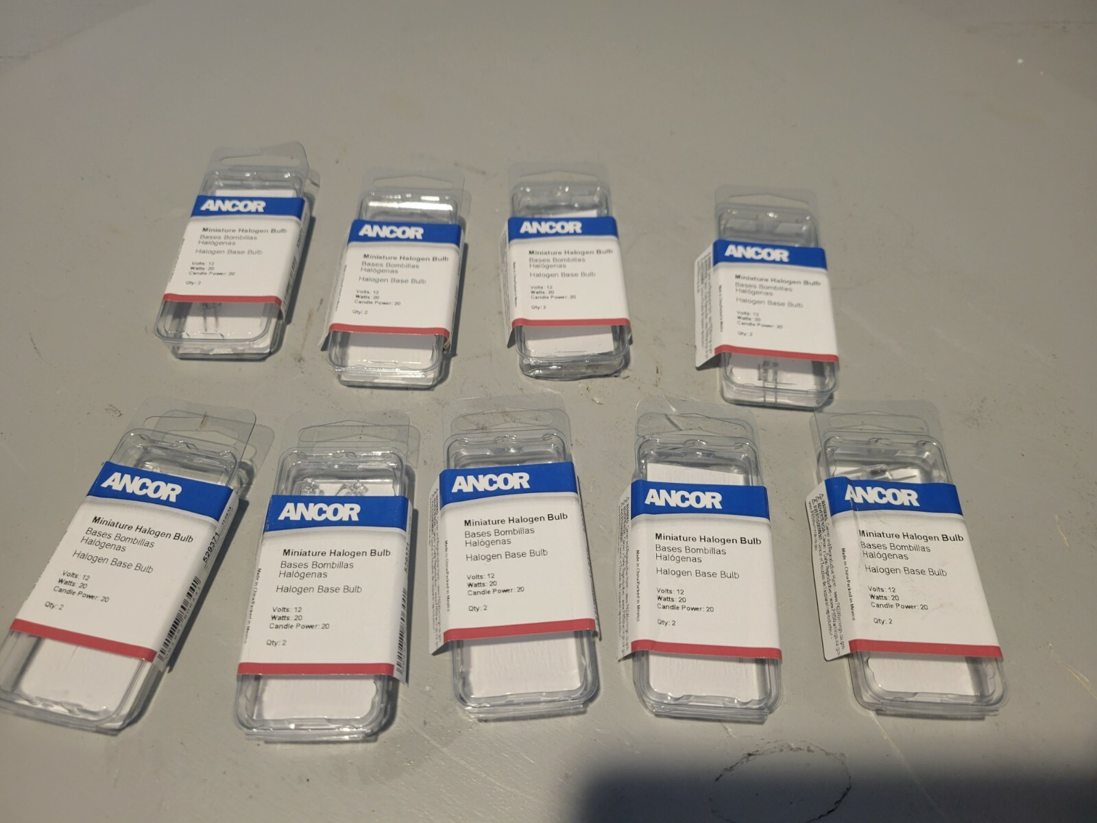 Lot of 9 Ancor Miniature Halogen Bulb, 2pk, 12V, 20W, 529371