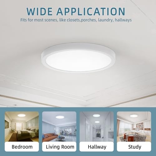 12 Inch Flush Mount Ceiling Light, 5 Color Temperatures 12in - 1Pack White