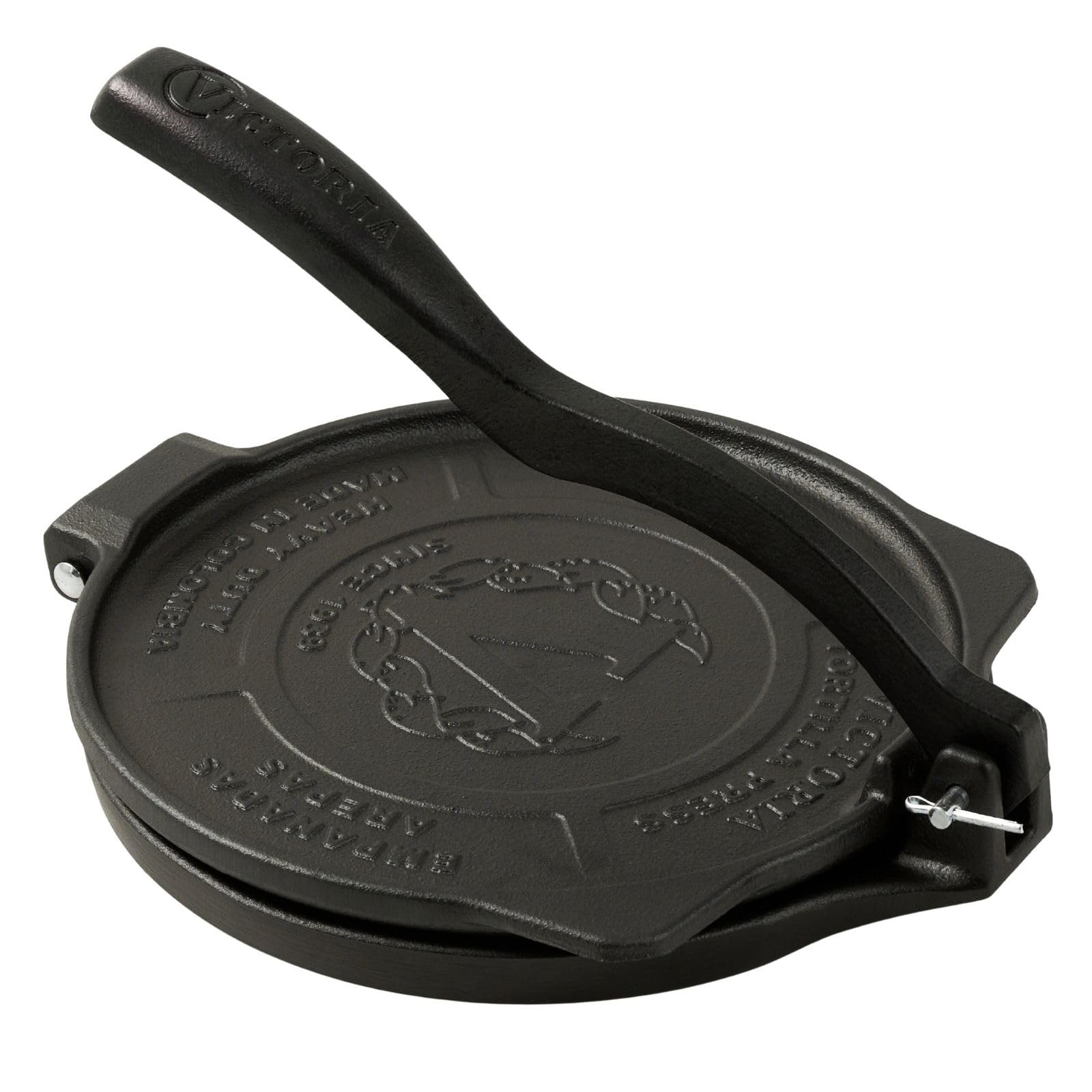 Victoria 8-Inch Cast Iron Tortilla Press HD Spherrous, 8" IRON, Black