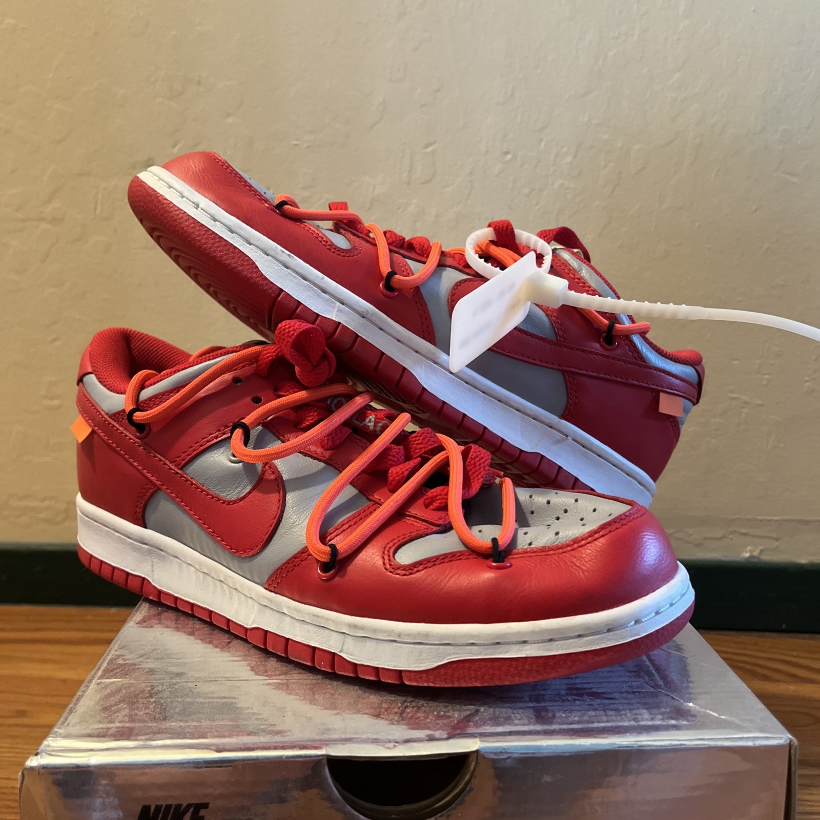 Size 6.5 - Nike Dunk Low x OFF-WHITE University Red 2019 (Replacement laces)