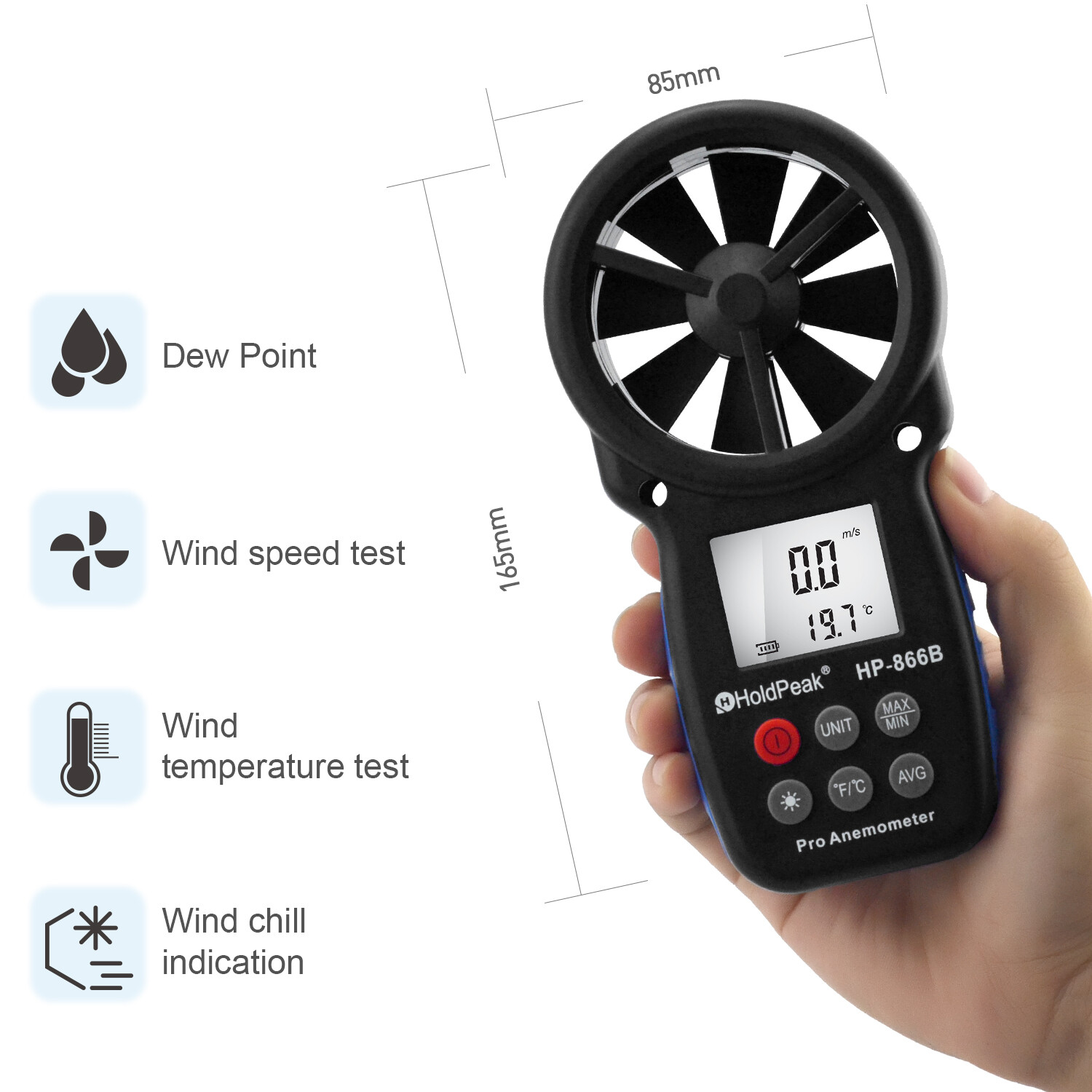 Digital Anemometer Wind Speed Meter Wind Measuring Air Flow Meter Velometer