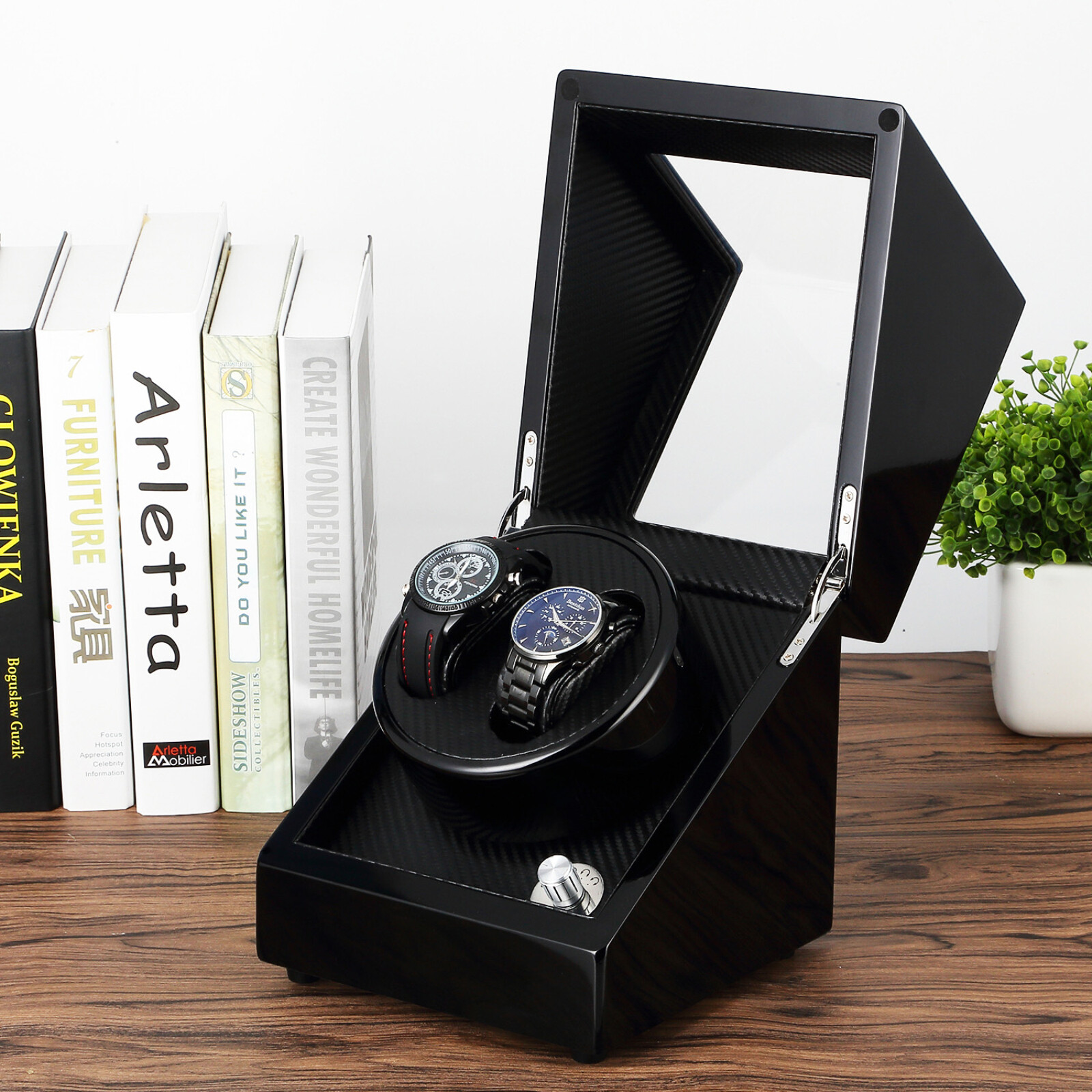 UTEN Automatic Rotation Watch Winder Storage Display Case w/ Speed Regulation