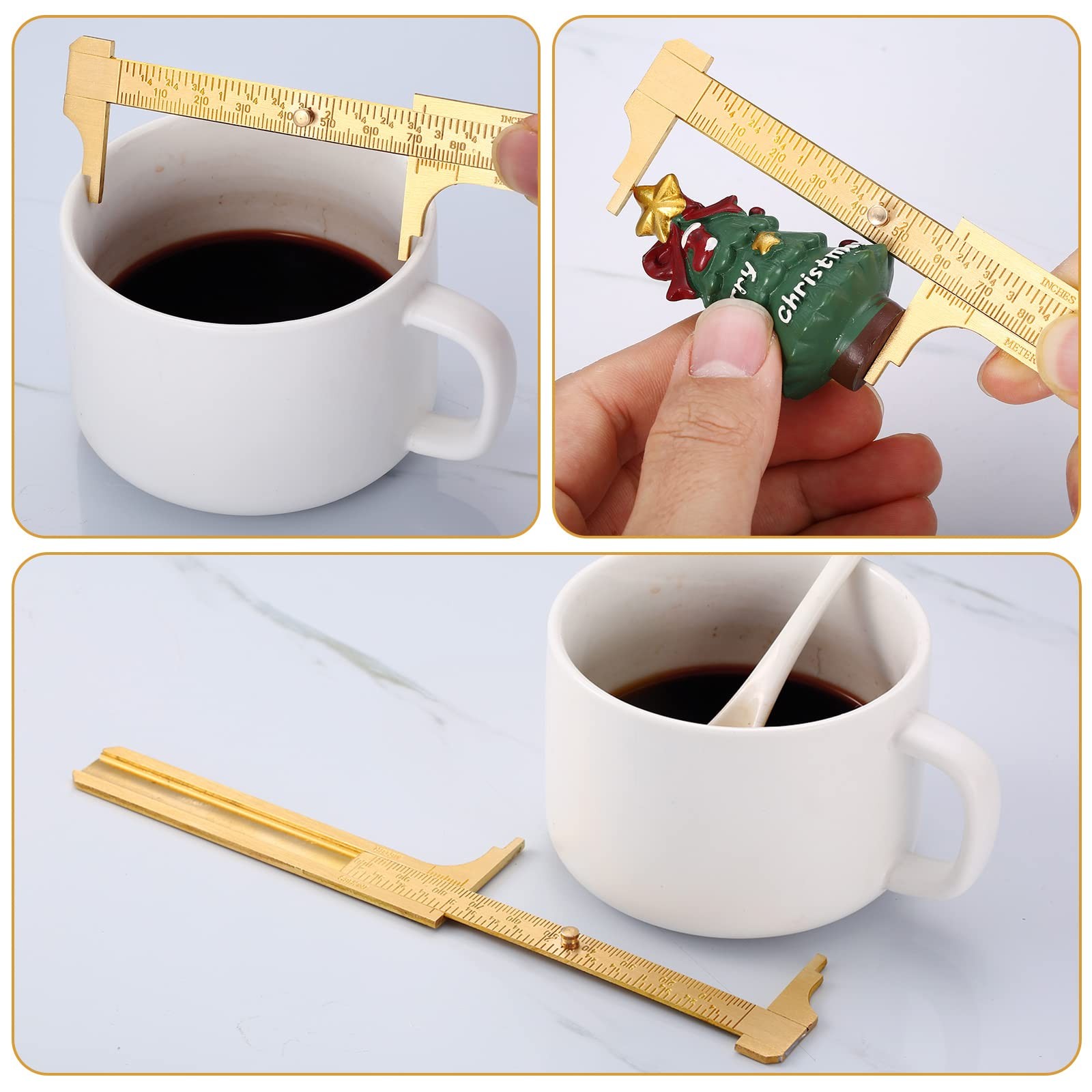 2 Pcs Brass Vernier Caliper Pocket Caliper Handy Caliper Measuring Mini Tool Dou