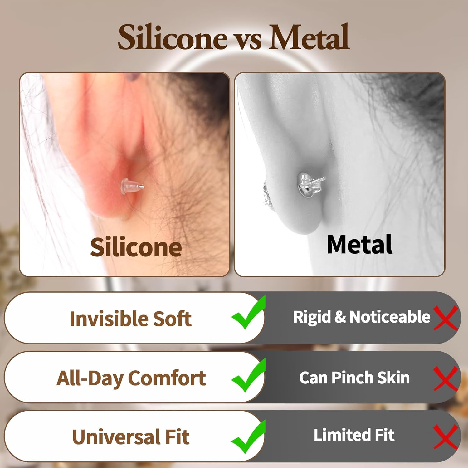 1400PCS Clear Silicone Earring Backs – Soft & Invisible Small clear