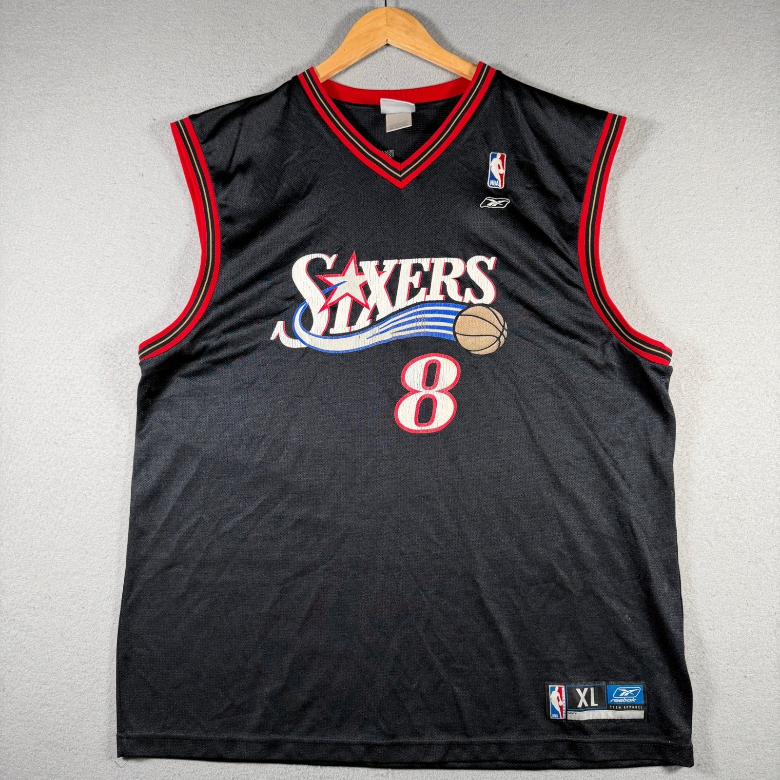 Vintage Reebok Philadelphia 76ers Aaron McKie #8 Basketball Jersey Men XL NBA
