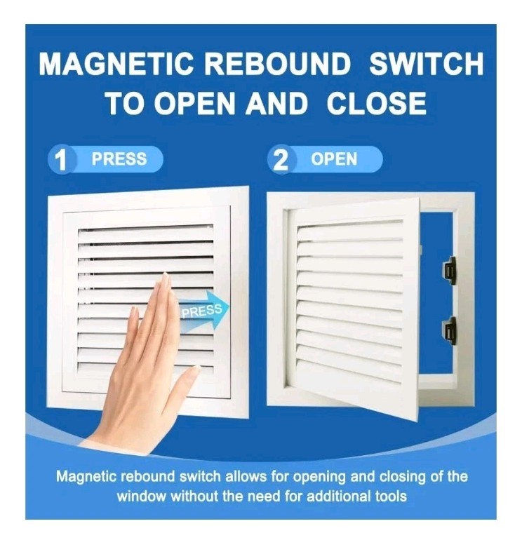 12 x 12 inch - Gable Vent with Push-Button Switch- Access Panel with Vent White